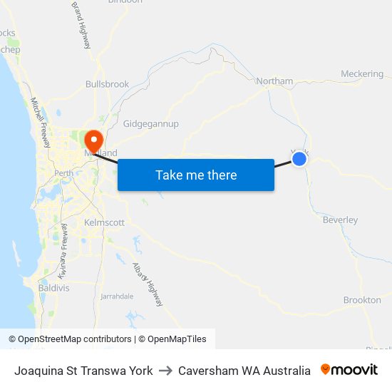 Joaquina St Transwa York to Caversham WA Australia map