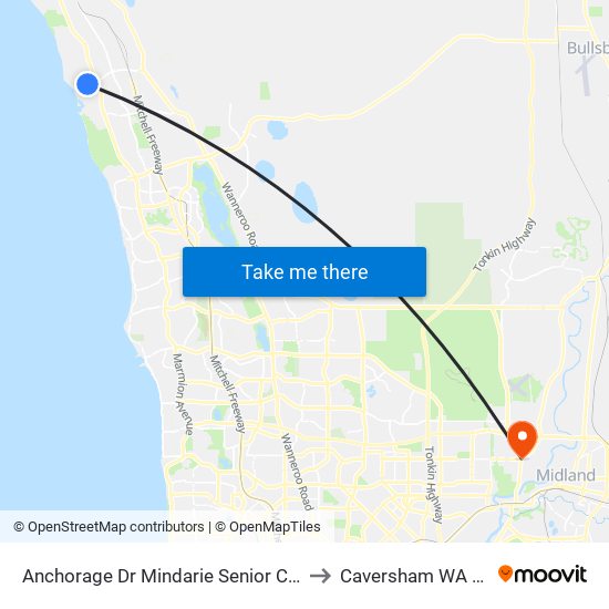 Anchorage Dr Nth Mindarie Senior College Stand 3 to Caversham WA Australia map