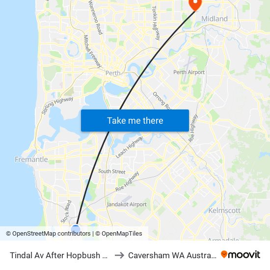 Tindal Av After Hopbush Wy to Caversham WA Australia map