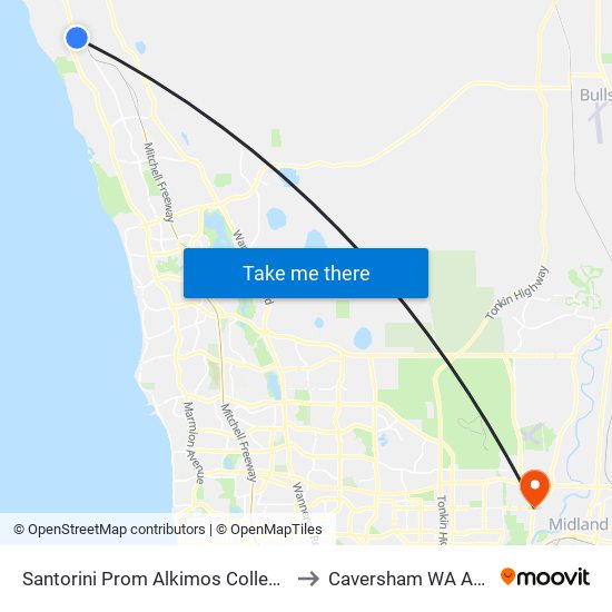 Santorini Prom Alkimos College Stand 1 to Caversham WA Australia map