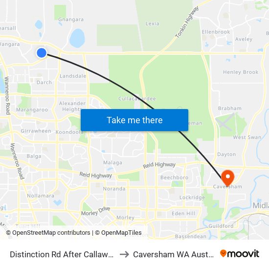 Distinction Rd After Callaway St to Caversham WA Australia map