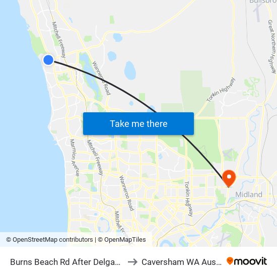 Burns Beach Rd After Delgado Pde to Caversham WA Australia map