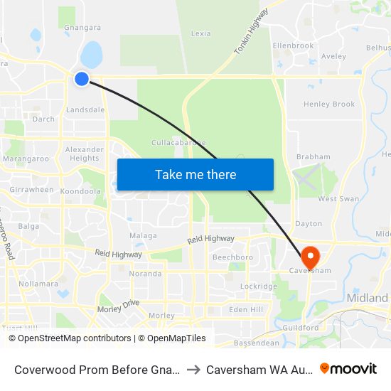 Coverwood Prom Before Gnangara Rd to Caversham WA Australia map