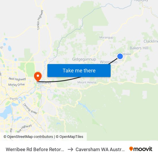 Werribee Rd Before Retort Cl to Caversham WA Australia map