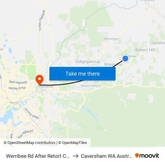 Werribee Rd After Retort Close to Caversham WA Australia map