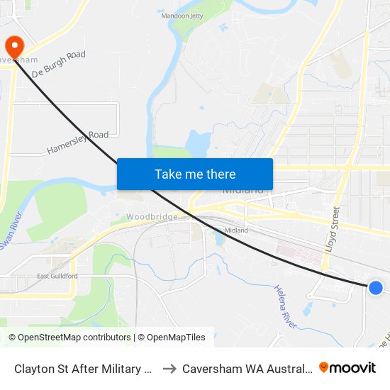 Clayton St After Military Rd to Caversham WA Australia map