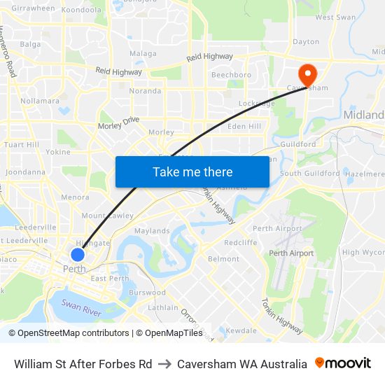 William St After Forbes Rd to Caversham WA Australia map