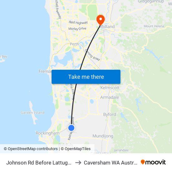 Johnson Rd Before Lattuga Dr to Caversham WA Australia map