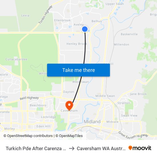 Turkich Pde After Carenza Link to Caversham WA Australia map