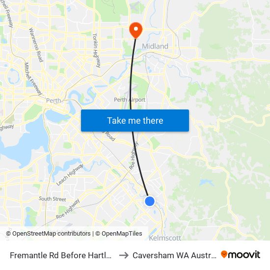 Fremantle Rd Before Hartley St to Caversham WA Australia map