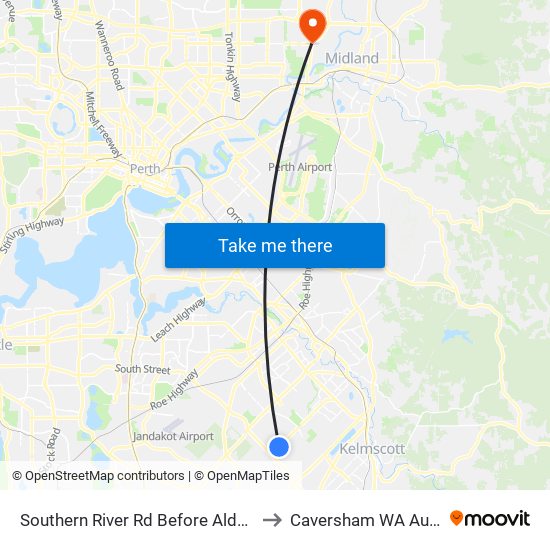 Southern River Rd Before Aldenham Dr to Caversham WA Australia map