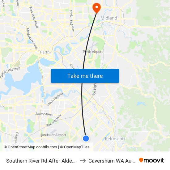 Southern River Rd After Aldenham Dr to Caversham WA Australia map