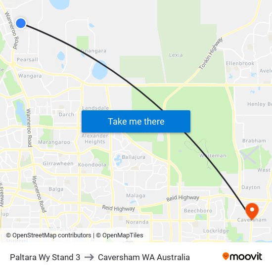 Paltara Wy Stand 3 to Caversham WA Australia map