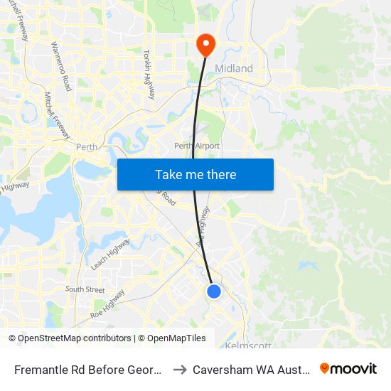 Fremantle Rd Before George St to Caversham WA Australia map