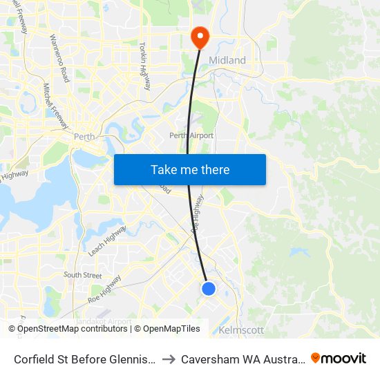 Corfield St Before Glennis Cl to Caversham WA Australia map