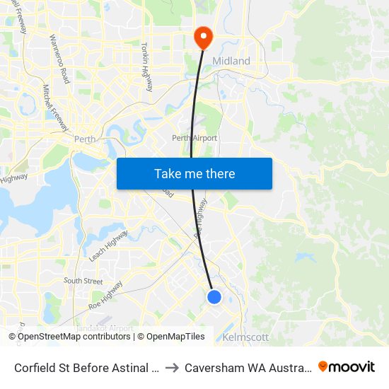 Corfield St Before Astinal Dr to Caversham WA Australia map