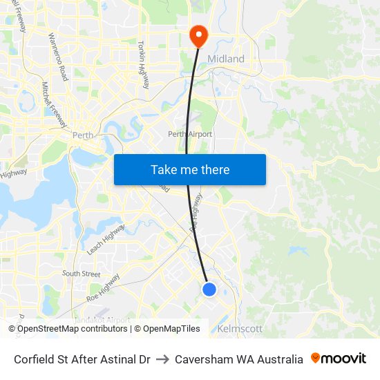 Corfield St After Astinal Dr to Caversham WA Australia map