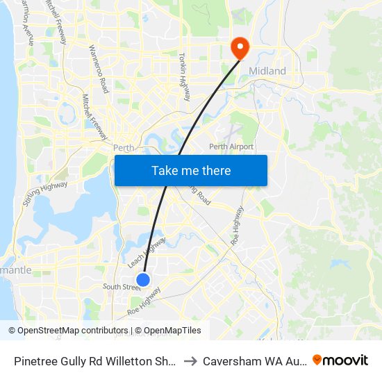 Pinetree Gully Rd Willetton Shs Stand 2 to Caversham WA Australia map