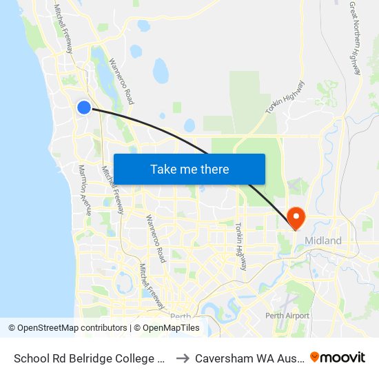 School Rd Belridge College Stand 3 to Caversham WA Australia map