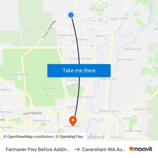 Farmaner Pwy Before Addingham Dr to Caversham WA Australia map