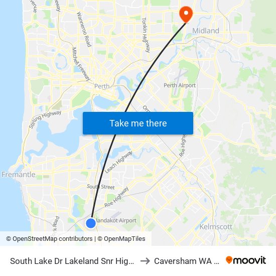 South Lake Dr Lakeland Snr High Sch - Stand 1 to Caversham WA Australia map