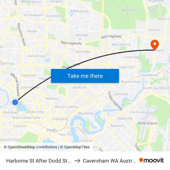 Harborne St After Dodd Street to Caversham WA Australia map