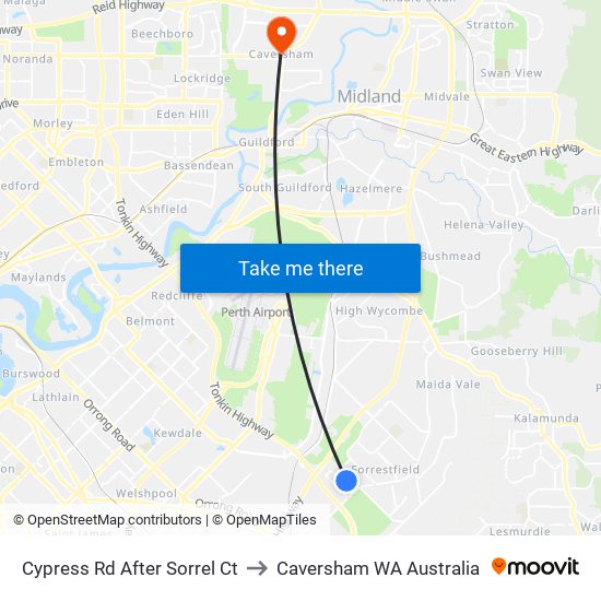 Cypress Rd After Sorrel Ct to Caversham WA Australia map