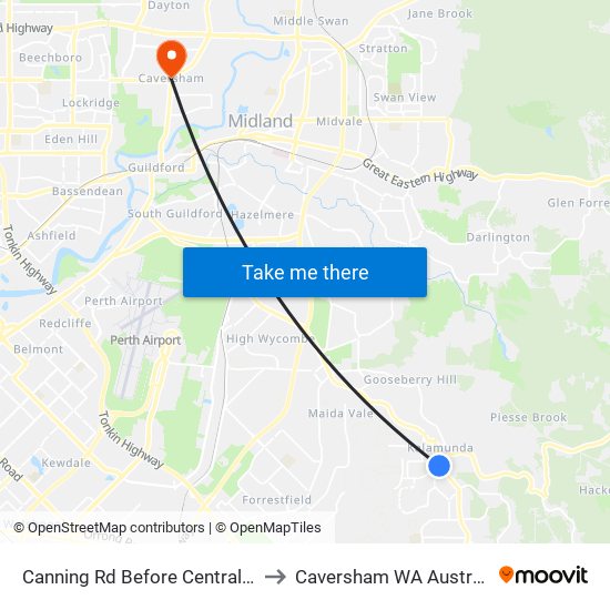 Canning Rd Before Central Rd to Caversham WA Australia map