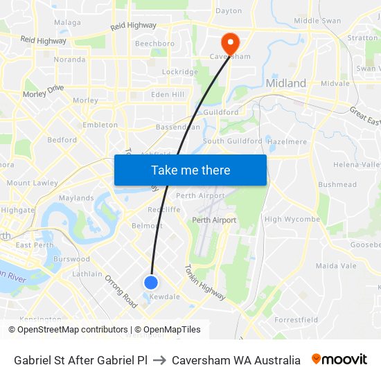 Gabriel St After Gabriel Pl to Caversham WA Australia map