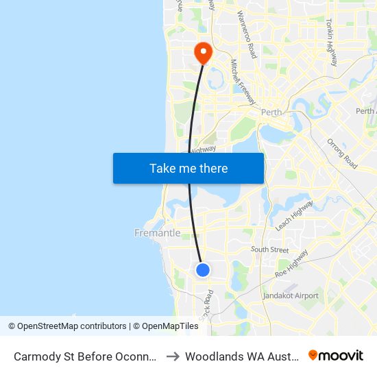 Carmody St Before Oconnell St to Woodlands WA Australia map