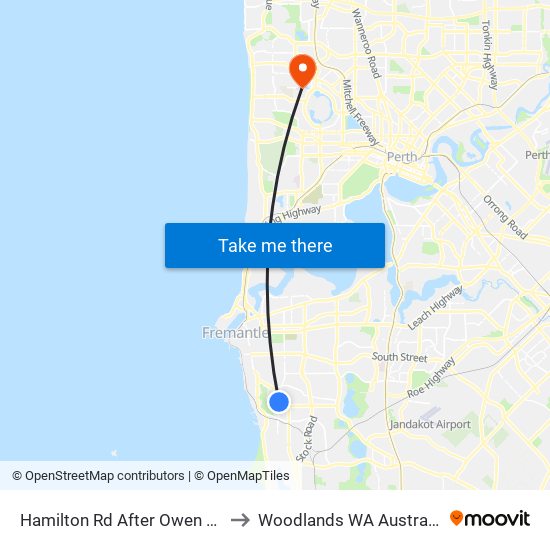 Hamilton Rd After Owen Rd to Woodlands WA Australia map