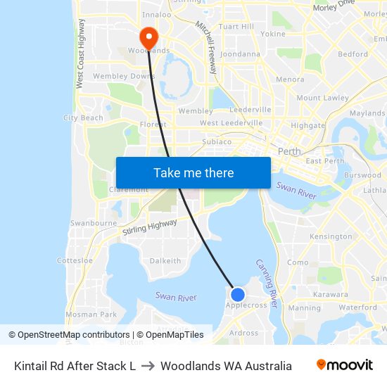 Kintail Rd After Stack L to Woodlands WA Australia map