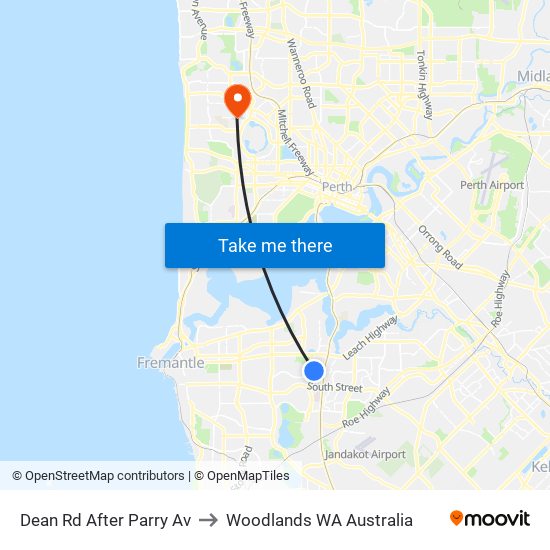 Dean Rd After Parry Av to Woodlands WA Australia map