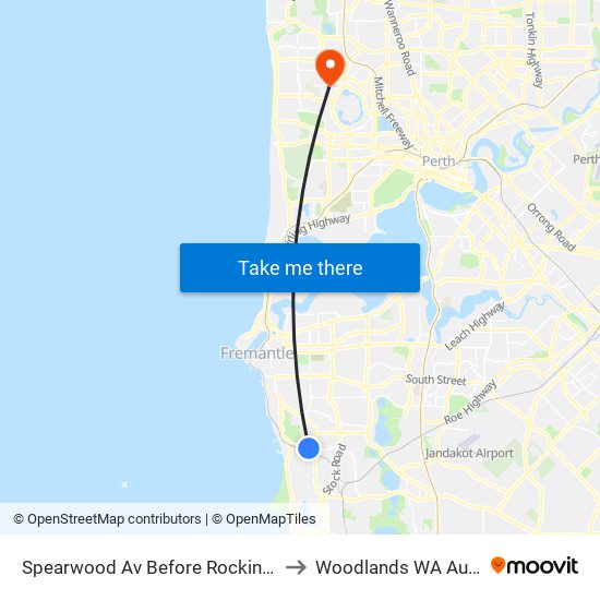 Spearwood Av Before Rockingham Rd to Woodlands WA Australia map