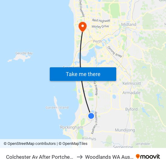 Colchester Av After Portchester Av to Woodlands WA Australia map