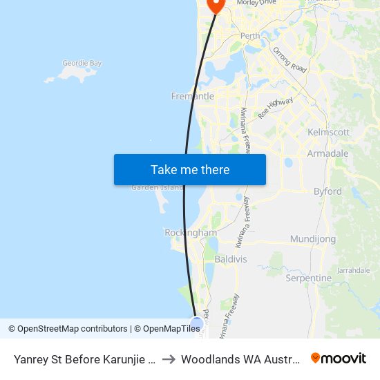 Yanrey St Before Karunjie Rd to Woodlands WA Australia map