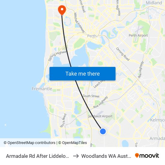 Armadale Rd After Liddelow Rd to Woodlands WA Australia map