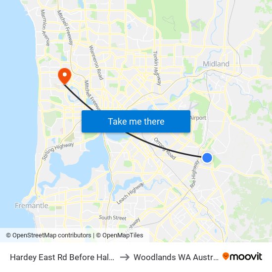 Hardey East Rd Before Hale Rd to Woodlands WA Australia map