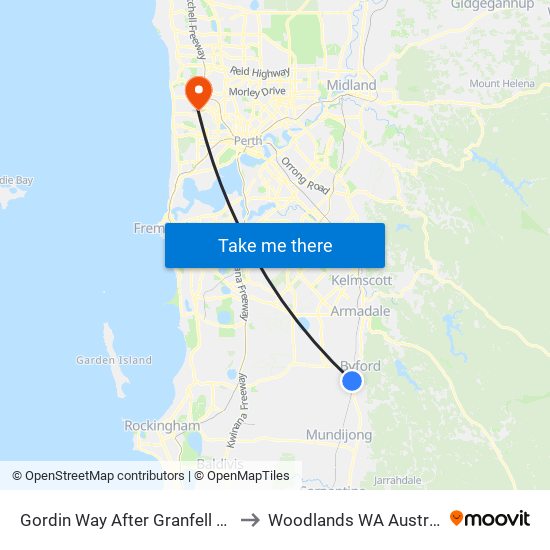 Gordin Way After Granfell Way to Woodlands WA Australia map