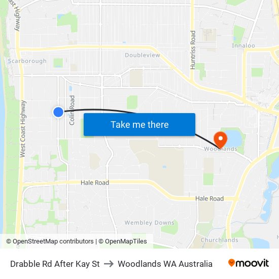 Drabble Rd After Kay St to Woodlands WA Australia map