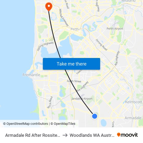 Armadale Rd After Rossiter Av to Woodlands WA Australia map