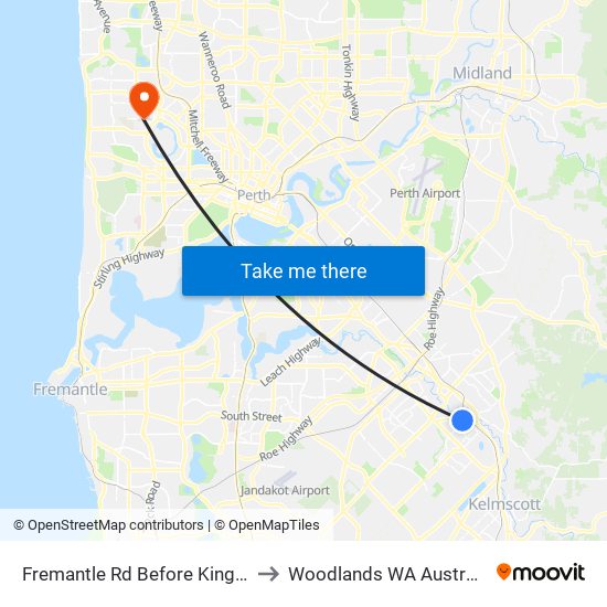 Fremantle Rd Before King St to Woodlands WA Australia map