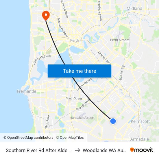 Southern River Rd After Aldenham Dr to Woodlands WA Australia map