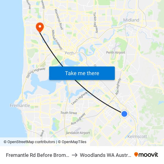 Fremantle Rd Before Brome St to Woodlands WA Australia map