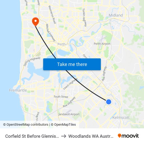 Corfield St Before Glennis Cl to Woodlands WA Australia map