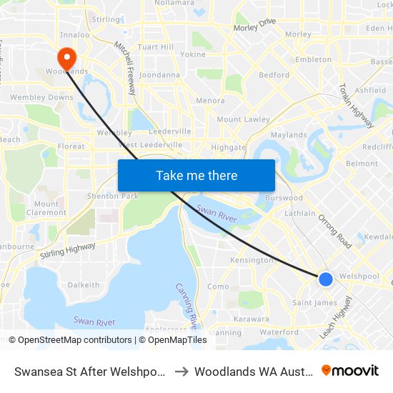 Swansea St After Welshpool Rd to Woodlands WA Australia map