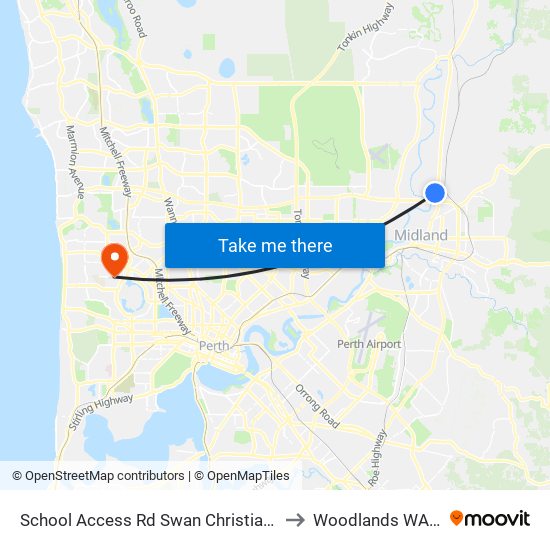 School Access Rd Swan Christian College Stand 1 to Woodlands WA Australia map