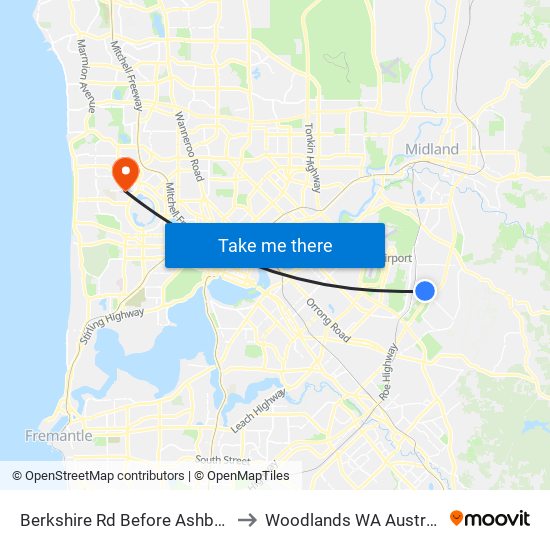 Berkshire Rd Before Ashby Cl to Woodlands WA Australia map