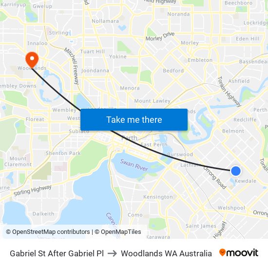 Gabriel St After Gabriel Pl to Woodlands WA Australia map