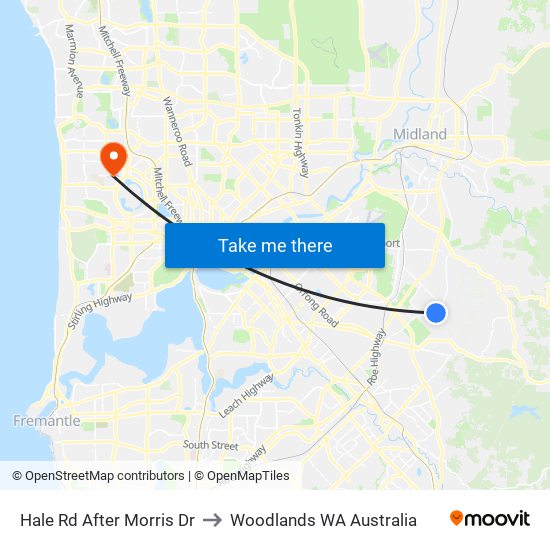 Hale Rd After Morris Dr to Woodlands WA Australia map